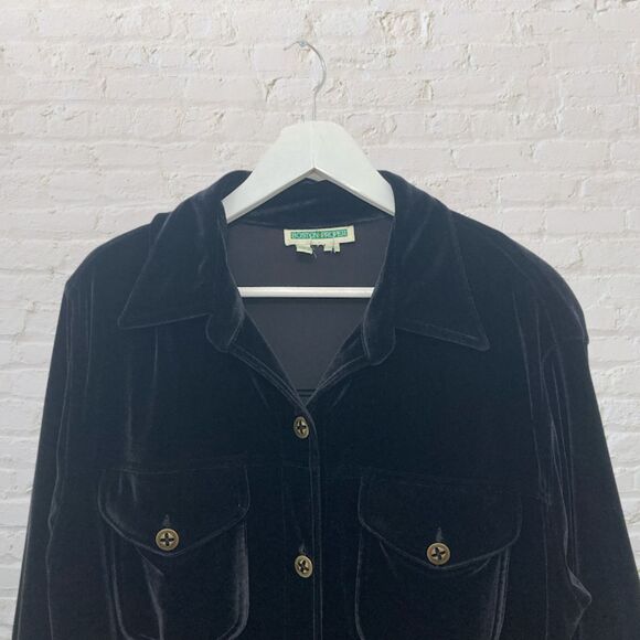 Boston Proper Black Velvet Gold Button Midi Dress M - Picture 5 of 15